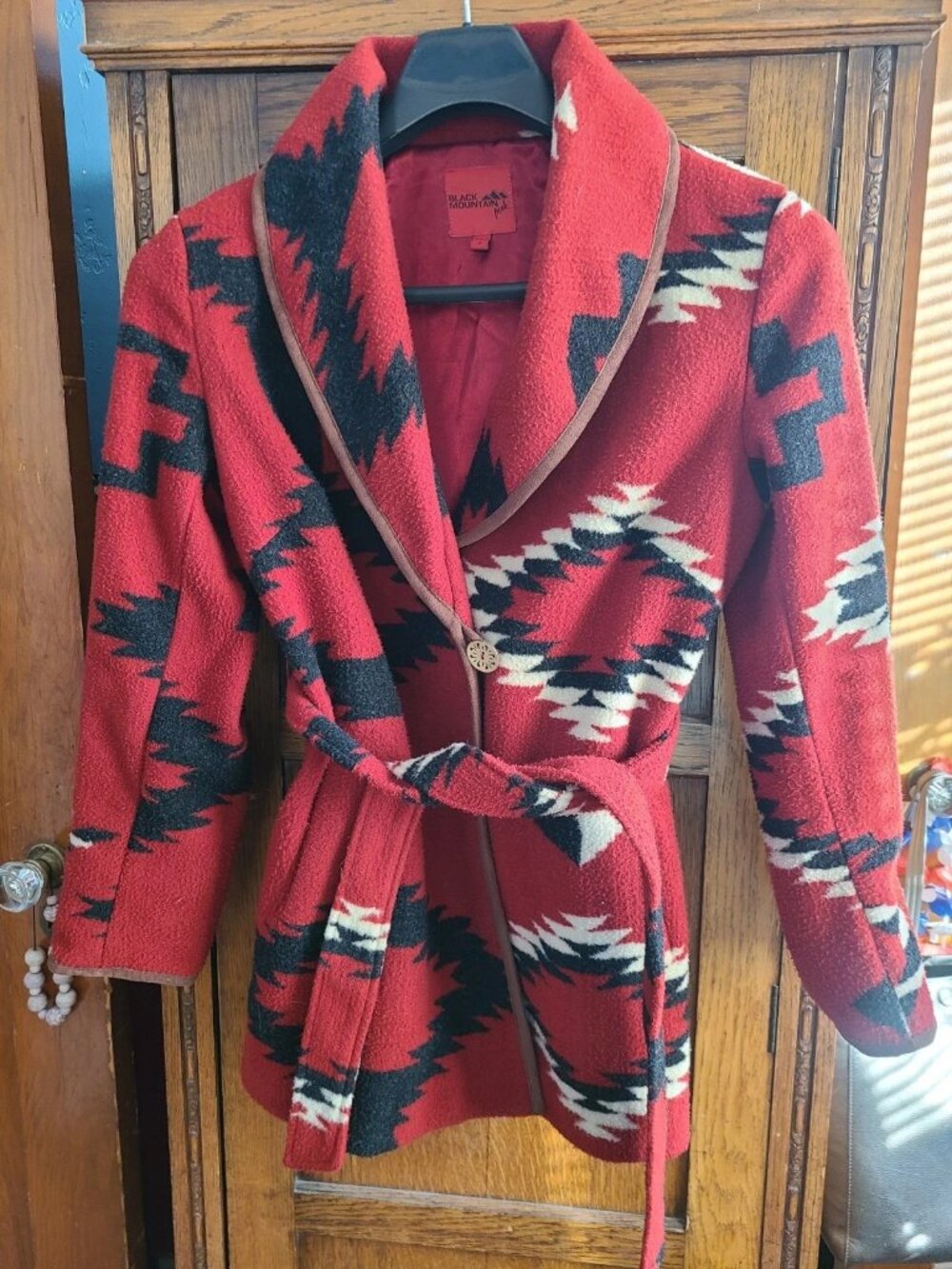 Black Mountain Peak Womens Coat Aztec Southwest Santa Fe Red Size Small Jacket